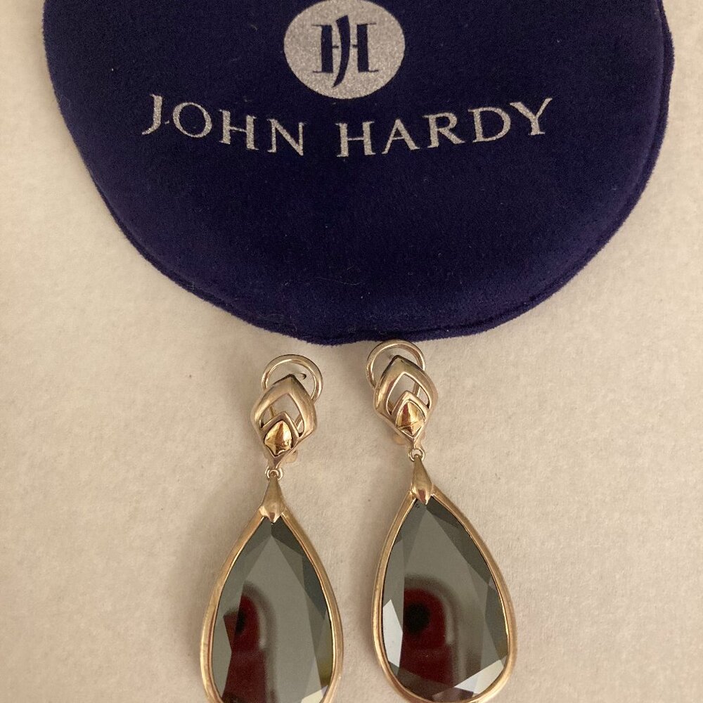 John Hardy ss/18ky Hematite drop earrings